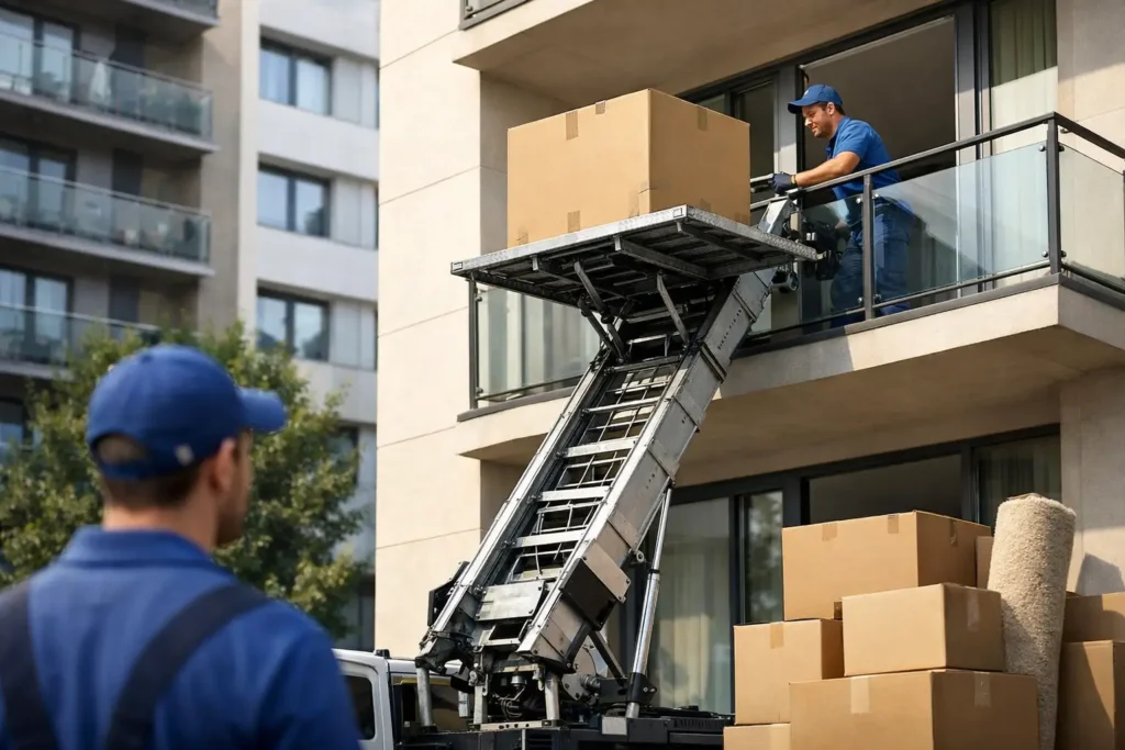 Mudanzas con elevador por fachada: cuándo compensa